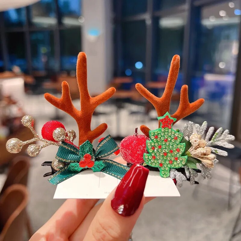 New Year Christmas Hair Pin Children Barrettes Bow Deer Santa Claus Kids Christmas Headwear Girls Kids Hair Accessories ShopOnlyDeal