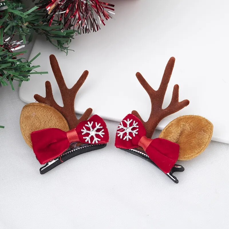 New Year Christmas Hair Pin Children Barrettes Bow Deer Santa Claus Kids Christmas Headwear Girls Kids Hair Accessories ShopOnlyDeal