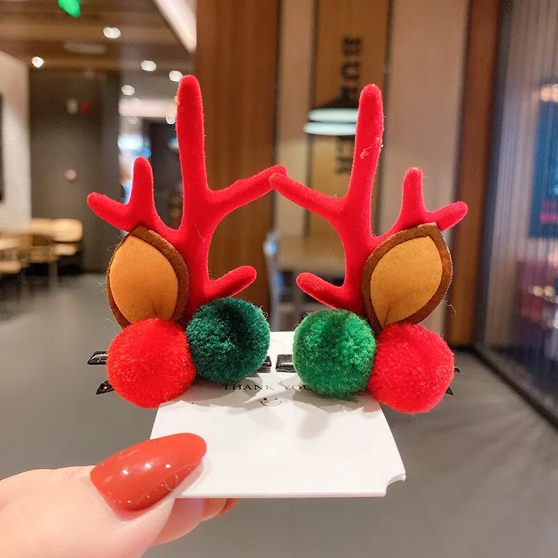 New Year Christmas Hair Pin Children Barrettes Bow Deer Santa Claus Kids Christmas Headwear Girls Kids Hair Accessories ShopOnlyDeal