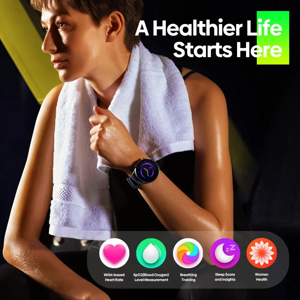 New Zeblaze Btalk 2 Lite Voice Calling Smart Watch Large 1.39 HD Display 24H Health Monitor 100 Workout Modes for Men Cutesliving Store