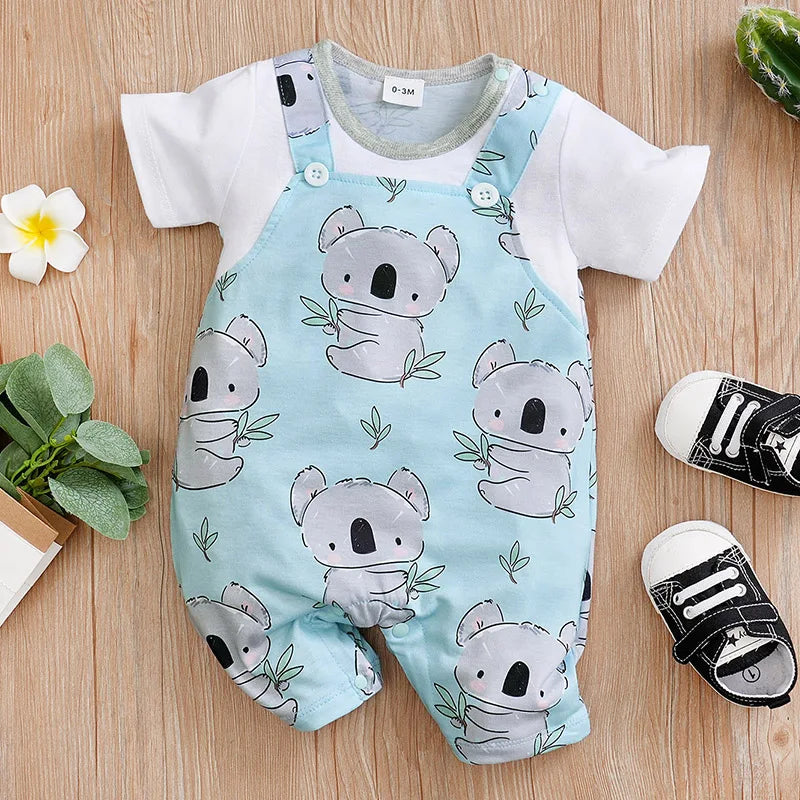 Newborn Baby Clothes Girl Boy koala print Jumpsuit Summer Short Sleeve Romper 0-18 Month Infant Toddler Pajamas One Piece Outfit ShopOnlyDeal