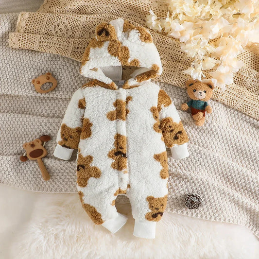 Newborn Baby Winter Clothes 3-24 Months Cartoon Cute Plush Bear Boys and Girls Korean Long Sleeve Hoodie Warm Winter ShopOnlyDeal