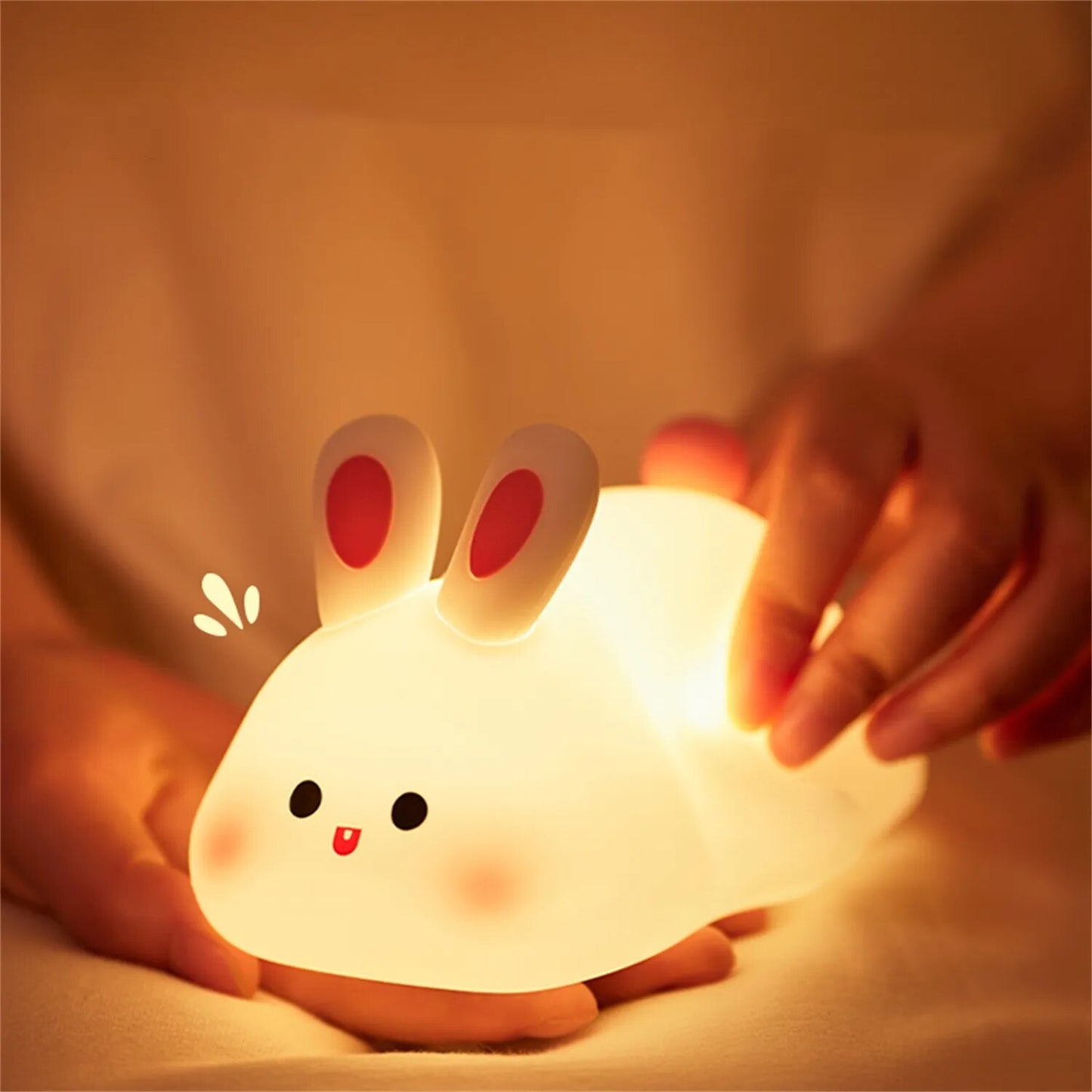 Night Light For Children Rabbit Soft Silicone Sleeping Lamp USB Rechargeable Dimmable Bedside LED Night Lights For Bedroom Decor ShopOnlyDeal