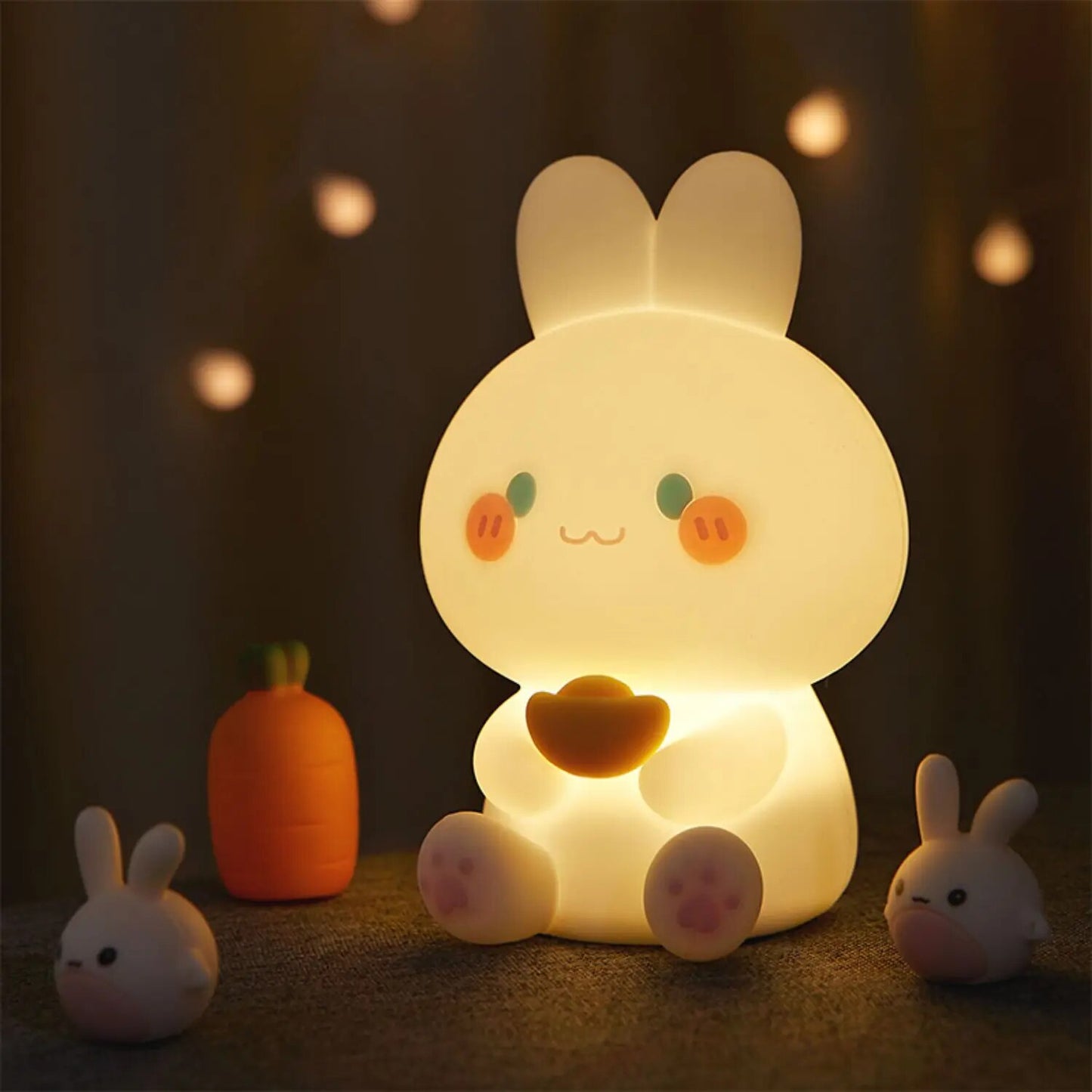 Night Light For Children Rabbit Soft Silicone Sleeping Lamp USB Rechargeable Dimmable Bedside LED Night Lights For Bedroom Decor ShopOnlyDeal