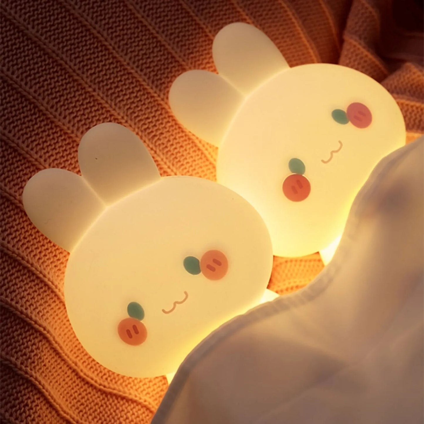 Night Light For Children Rabbit Soft Silicone Sleeping Lamp USB Rechargeable Dimmable Bedside LED Night Lights For Bedroom Decor ShopOnlyDeal