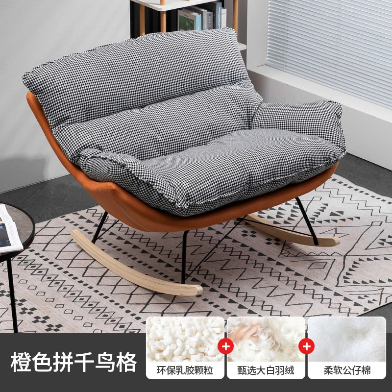 Nordic Rocking Chair Recliner Adult Double Rocking Chair Light Luxury Living Room Home Lazy Sofa Balcony Leisure Chair ShopOnlyDeal