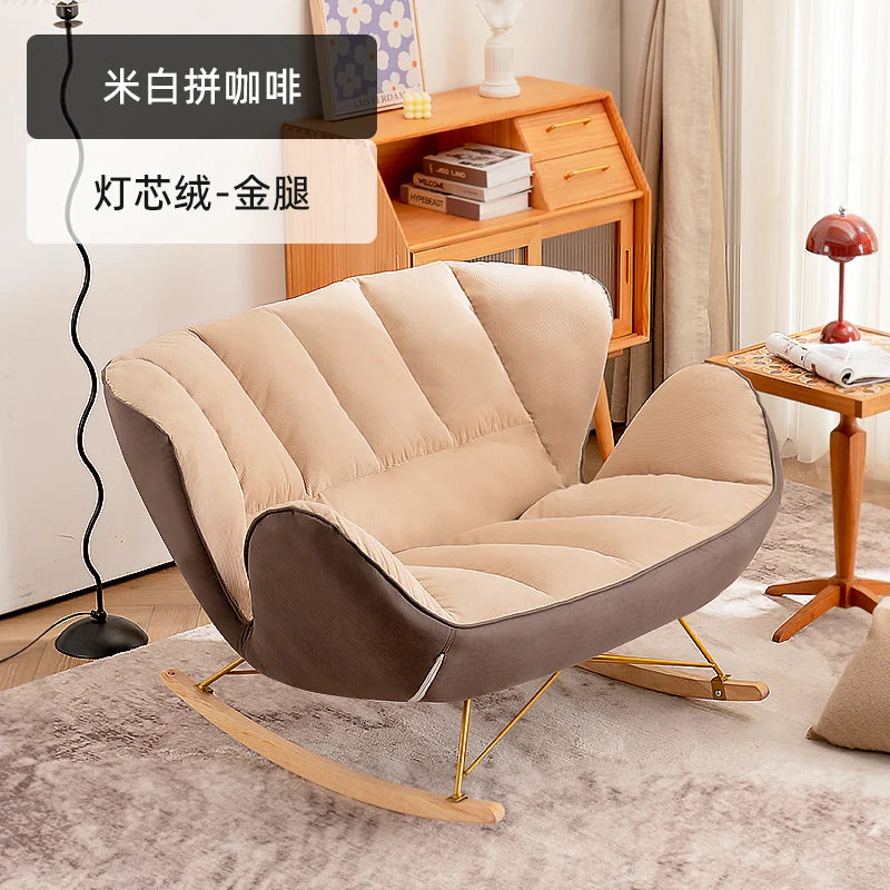 Nordic Rocking Chair Recliner Adult Double Rocking Chair Light Luxury Living Room Home Lazy Sofa Balcony Leisure Chair ShopOnlyDeal