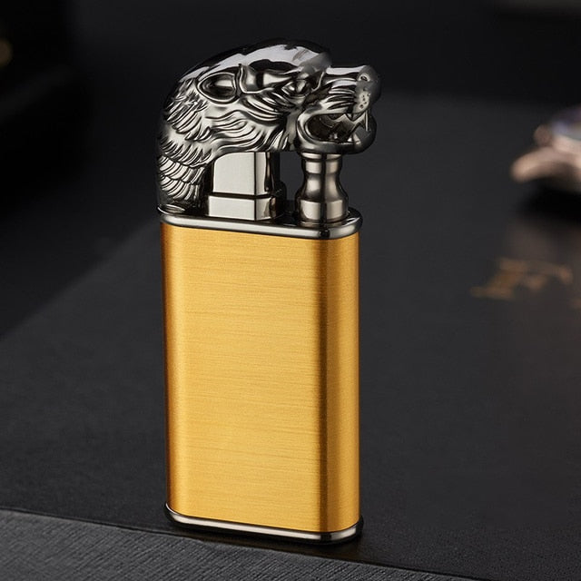 Dragon Lighter Novel Double Fire Blue Flame Metal Crocodile Lighter Butane Jet Turbo Lighter Open Fire Conversion Lighter ShopOnlyDeal