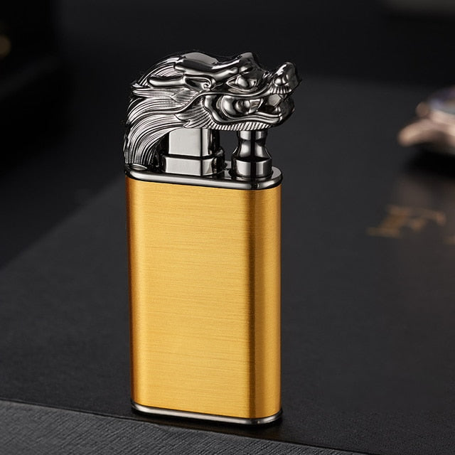 Dragon Lighter Novel Double Fire Blue Flame Metal Crocodile Lighter Butane Jet Turbo Lighter Open Fire Conversion Lighter ShopOnlyDeal