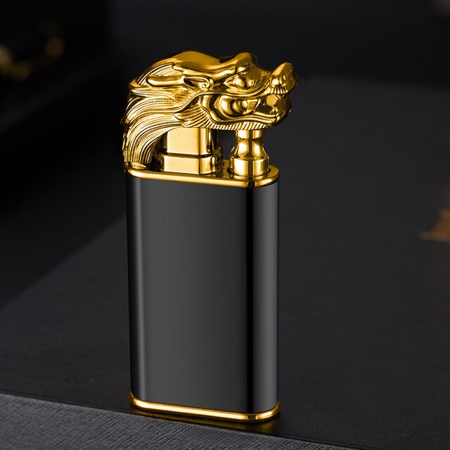 Dragon Lighter Novel Double Fire Blue Flame Metal Crocodile Lighter Butane Jet Turbo Lighter Open Fire Conversion Lighter ShopOnlyDeal