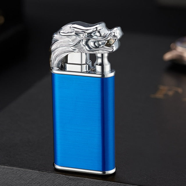 Dragon Lighter Novel Double Fire Blue Flame Metal Crocodile Lighter Butane Jet Turbo Lighter Open Fire Conversion Lighter ShopOnlyDeal