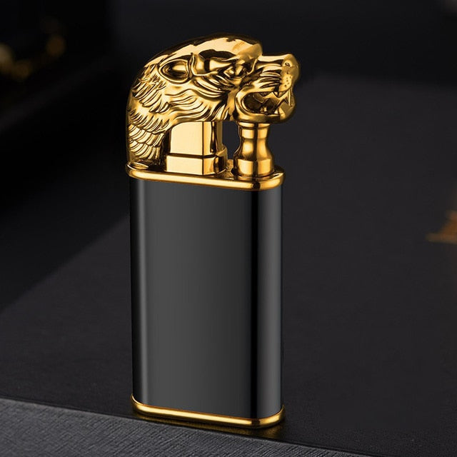 Dragon Lighter Novel Double Fire Blue Flame Metal Crocodile Lighter Butane Jet Turbo Lighter Open Fire Conversion Lighter ShopOnlyDeal