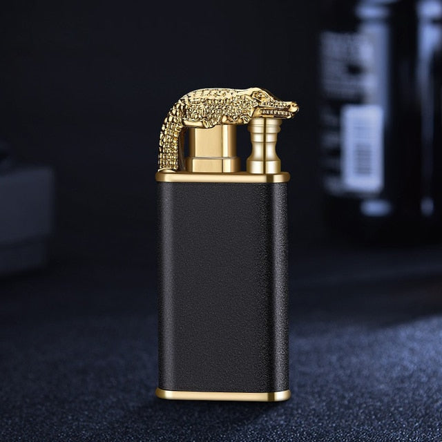 Dragon Lighter Novel Double Fire Blue Flame Metal Crocodile Lighter Butane Jet Turbo Lighter Open Fire Conversion Lighter ShopOnlyDeal