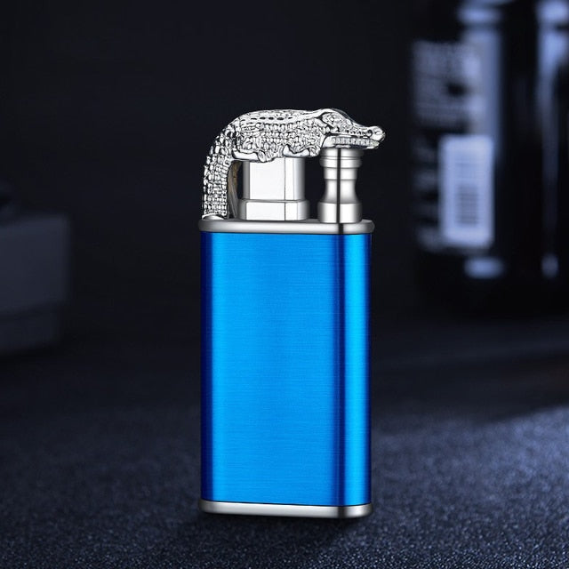 Dragon Lighter Novel Double Fire Blue Flame Metal Crocodile Lighter Butane Jet Turbo Lighter Open Fire Conversion Lighter ShopOnlyDeal