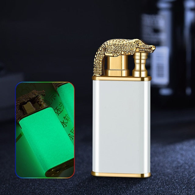 Dragon Lighter Novel Double Fire Blue Flame Metal Crocodile Lighter Butane Jet Turbo Lighter Open Fire Conversion Lighter ShopOnlyDeal