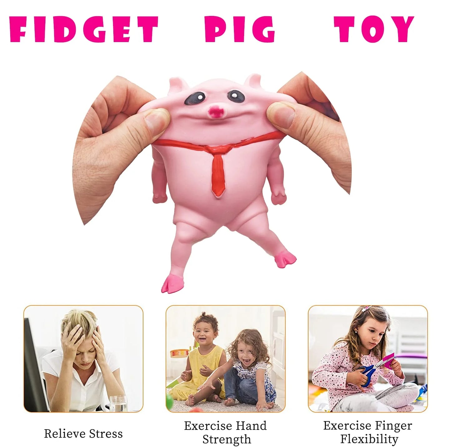 Novelty Cute Decompression Toy Pink Pig Gifts for Kids Adults Decompress and Stress Stretch Animal Anxiety Relief Autism Disorde WLADYSS Plush Toys Store