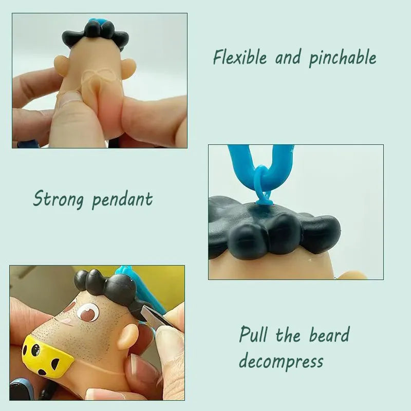 Novelty Plucking Toys Cartoon Pulling Hair Beard Skin Picking Keychain Pimple Anti Stress For Kids Adult Gift ShopOnlyDeal