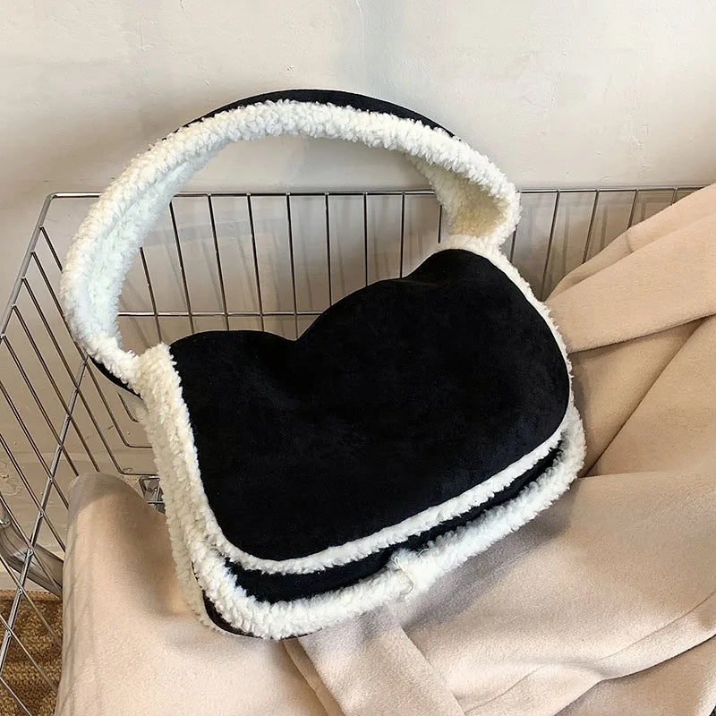 Handbags Nubuck Leather Shoulder Armpit Bag 2022 Winter Designer Handbag And Purse Large Faux Fur Tote Warm Shoulder Handbag For Women ShopOnlyDeal