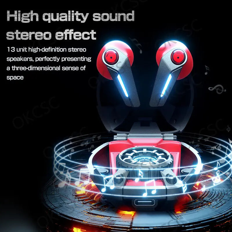 Mecha Game Music Earphones: 5.3 Bluetooth Headset with Low Latency, In-Ear Dual Mic ENC Noise Reduction TWS Earbuds ShopOnlyDeal