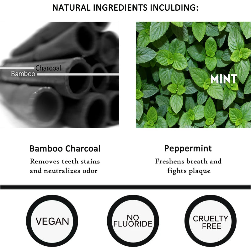 ORGANIGO Organic Activated Charcoal Toothpaste Teeth Whitening Natural Bamboo Mint Adult Oral Care Fresh Breath Tooth Paste ShopOnlyDeal