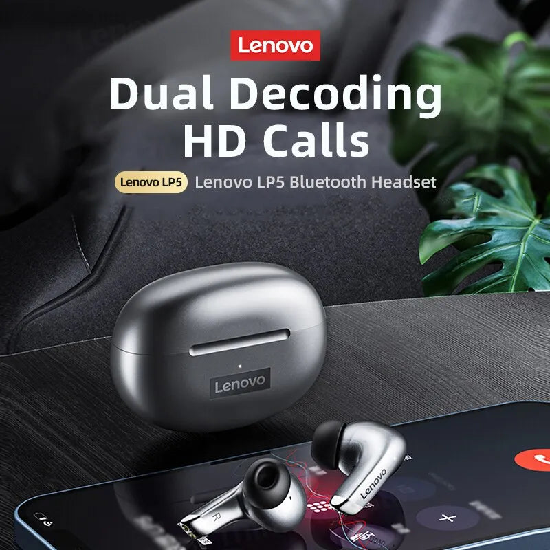 Original Lenovo LP5 Wireless Bluetooth Earbuds HiFi Music Earphones Headphones Sports Waterproof Headset With Mic Earbuds New Cutesliving Store