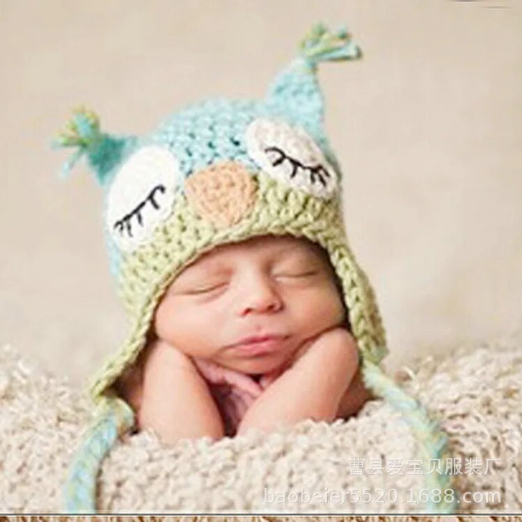 Owl Knitted Kids Hat Children Crochet Cap Baby Boys Winter cap Beanie Girls Bonnet newborn Caps Photography Props ShopOnlyDeal