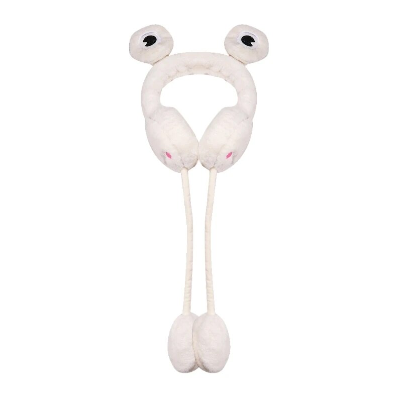 Parent Child Winter Cartoon Earmuff with Moving Frog Eyes Plush Ear Warmer Cover A0NF ShopOnlyDeal