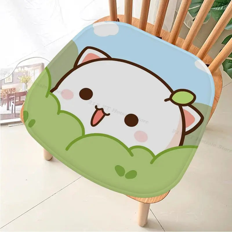 Experience Cozy Seating with Peach Mochi Cat Chair Mat - Soft Seat Cushion for Dining, Patio, Home Office, and Garden ShopOnlyDeal