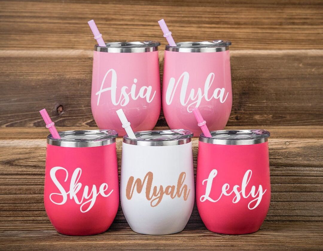 Personalized Wine Tumbler Mug Bridesmaid Gift Stemless Wine Cup with Lid Proposal Gift Wine Glass Bachelorette Party Gift Coffee ShopOnlyDeal