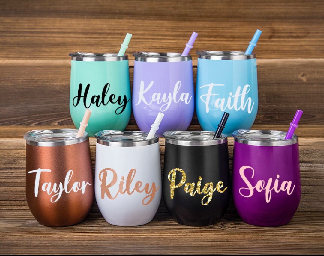 Personalized Wine Tumbler Mug Bridesmaid Gift Stemless Wine Cup with Lid Proposal Gift Wine Glass Bachelorette Party Gift Coffee ShopOnlyDeal