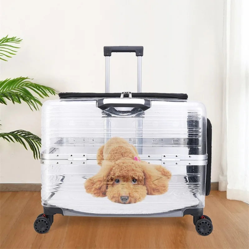 Pet Trolley Luxury Bag Case Carrier for Cats Expands Transparent Puppy Move Bag Travel with Wheels Pet Items Portable Cat Holder Basket ShopOnlyDeal