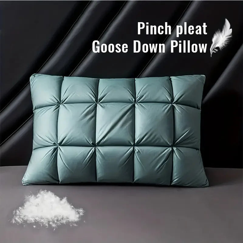 Peter Khanun 3D Bread White Goose Down Pillows Ergonomic Orthopedic Neck Pillows 100% Cotton Cover & Pinch Pleat Design P01 Peter khanun Official Store