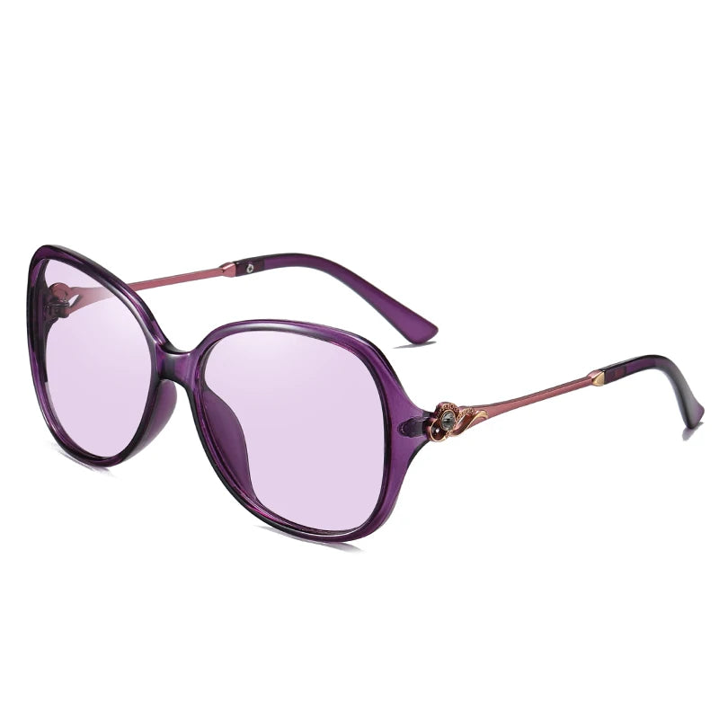 Photochromic Sunglasses women Chameleon Purple Pink Tea  Polarized UV400 lens change color Fashion Square Diamond Discoloration ShopOnlyDeal