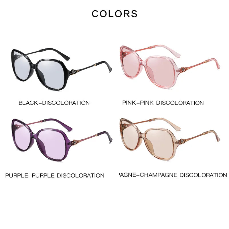 Photochromic Sunglasses women Chameleon Purple Pink Tea  Polarized UV400 lens change color Fashion Square Diamond Discoloration ShopOnlyDeal