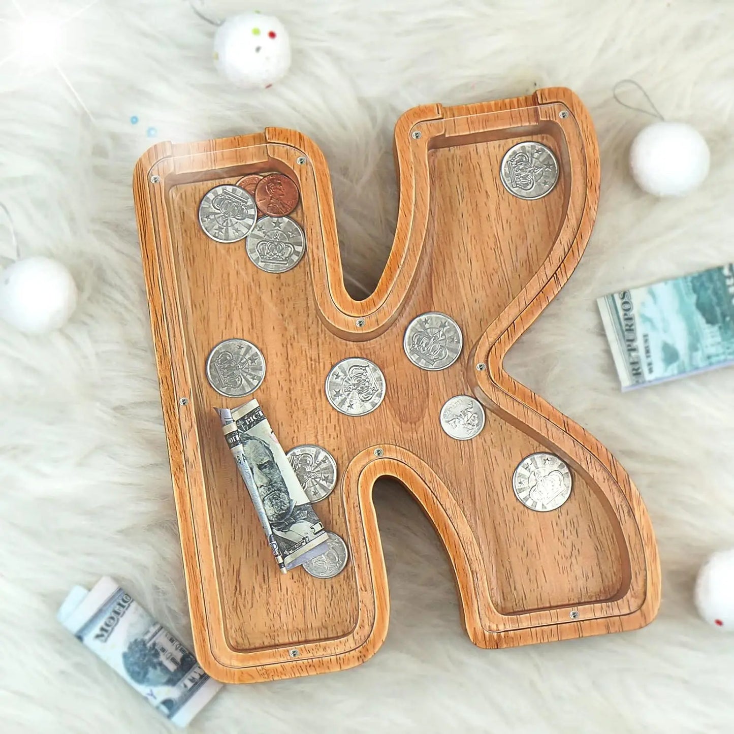 Large Personalized Wooden Letter Piggy Bank for Kids: Alphabet Letter Coin Banks - Unique Money Savings Box ShopOnlyDeal