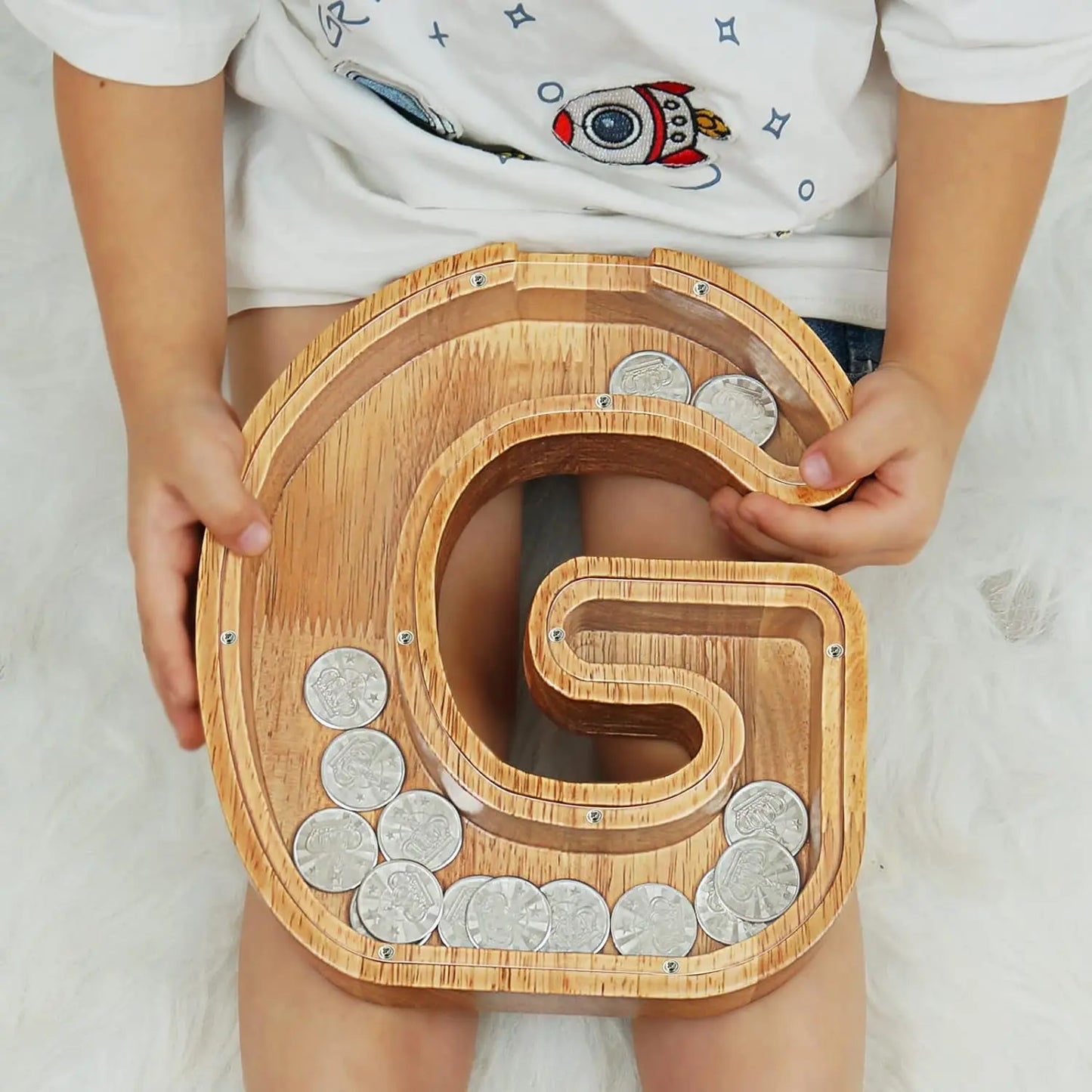 Large Personalized Wooden Letter Piggy Bank for Kids: Alphabet Letter Coin Banks - Unique Money Savings Box ShopOnlyDeal