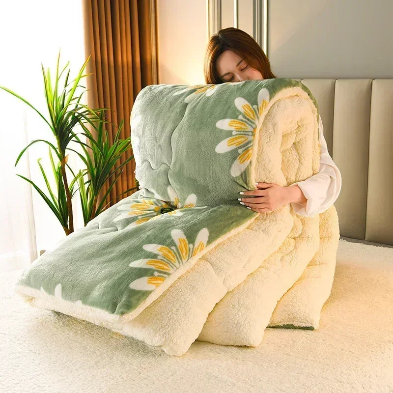 Plaid Super Thick Warm Blankets for Winter Autumn Milk Fleece Thicken Warmth Sleeping Blanket Soft Fluffy Comforter Quilt Duvet ShopOnlyDeal