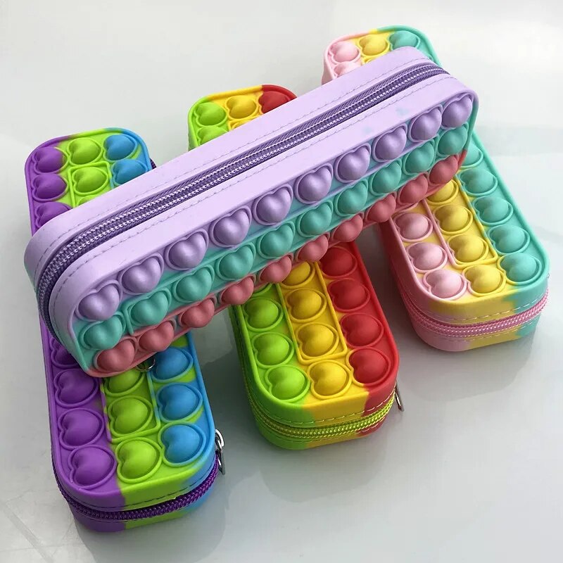 Pop Fidget Toys Silicone Material Pencil Case Kawaii School Pen Case Supplies Pencil Bag School Box  Pouch Stationery Gift ShopOnlyDeal