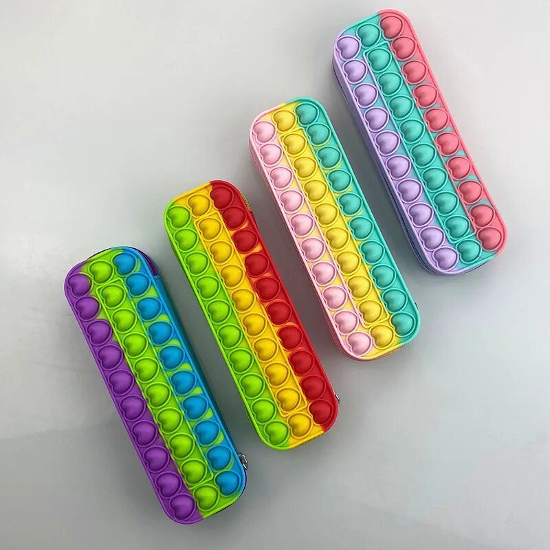 Pop Fidget Toys Silicone Material Pencil Case Kawaii School Pen Case Supplies Pencil Bag School Box  Pouch Stationery Gift ShopOnlyDeal