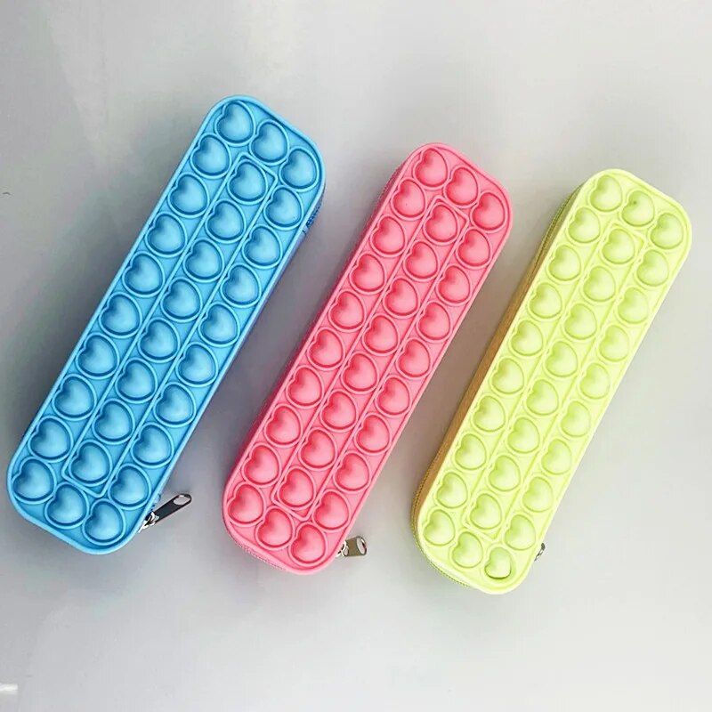 Pop Fidget Toys Silicone Material Pencil Case Kawaii School Pen Case Supplies Pencil Bag School Box  Pouch Stationery Gift ShopOnlyDeal