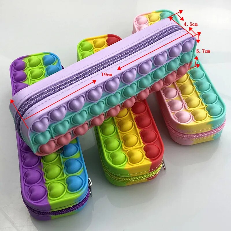 Pop Fidget Toys Silicone Material Pencil Case Kawaii School Pen Case Supplies Pencil Bag School Box  Pouch Stationery Gift ShopOnlyDeal