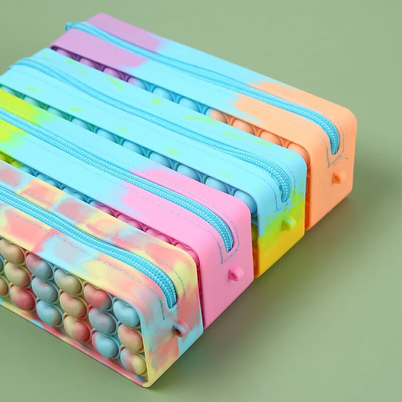 Pop Its Pencil Case Kawaii Stationery Silicone Pencil Pouch Pen Case Trousse School Supplies Pencilcase Reduce Stress Interestin ShopOnlyDeal