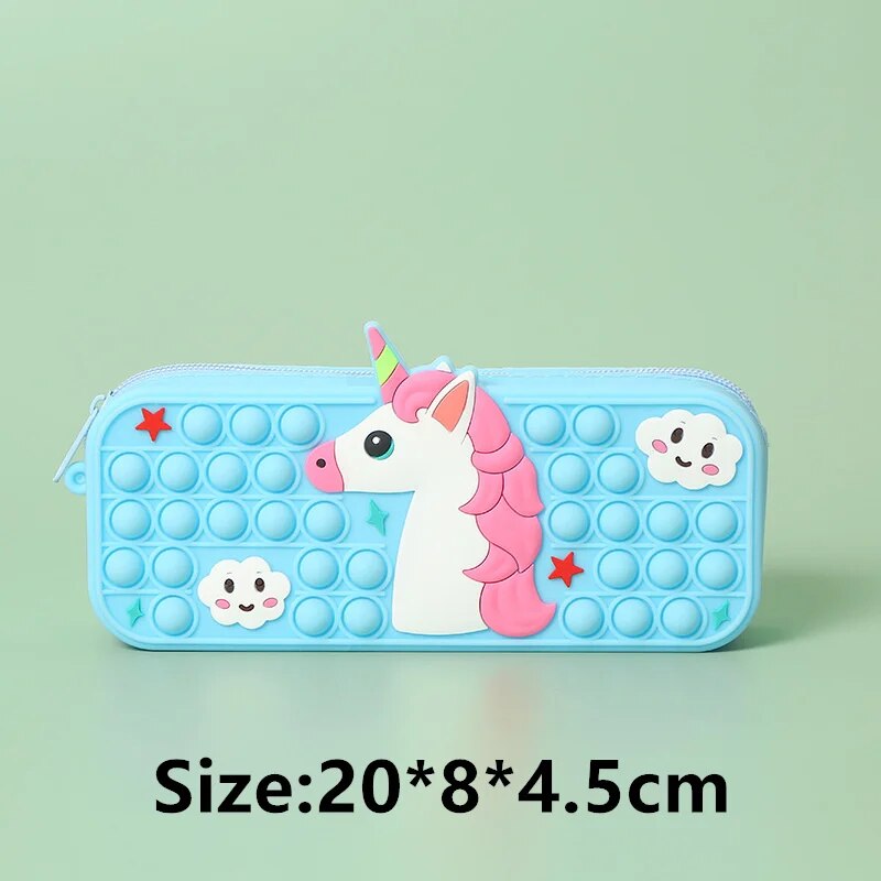 Pop Its Pencil Case Kawaii Stationery Silicone Pencil Pouch Pen Case Trousse School Supplies Pencilcase Reduce Stress Interestin ShopOnlyDeal