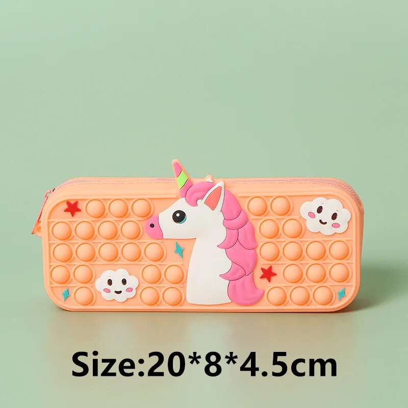 Pop Its Pencil Case Kawaii Stationery Silicone Pencil Pouch Pen Case Trousse School Supplies Pencilcase Reduce Stress Interestin ShopOnlyDeal