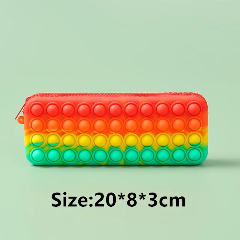 Pop Its Pencil Case Kawaii Stationery Silicone Pencil Pouch Pen Case Trousse School Supplies Pencilcase Reduce Stress Interestin ShopOnlyDeal