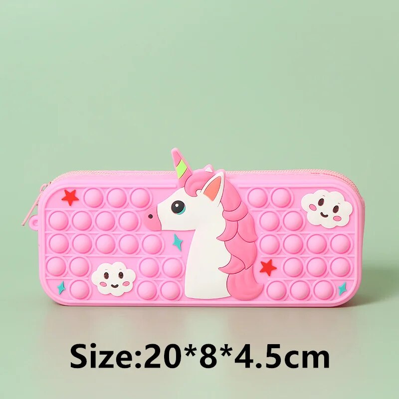 Pop Its Pencil Case Kawaii Stationery Silicone Pencil Pouch Pen Case Trousse School Supplies Pencilcase Reduce Stress Interestin ShopOnlyDeal