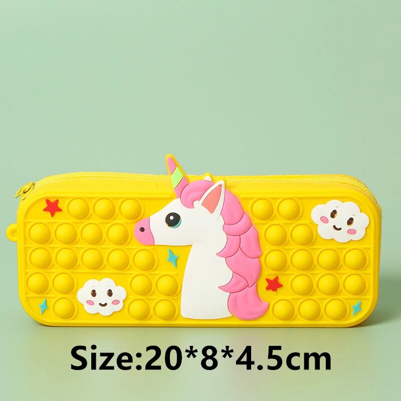 Pop Its Pencil Case Kawaii Stationery Silicone Pencil Pouch Pen Case Trousse School Supplies Pencilcase Reduce Stress Interestin ShopOnlyDeal