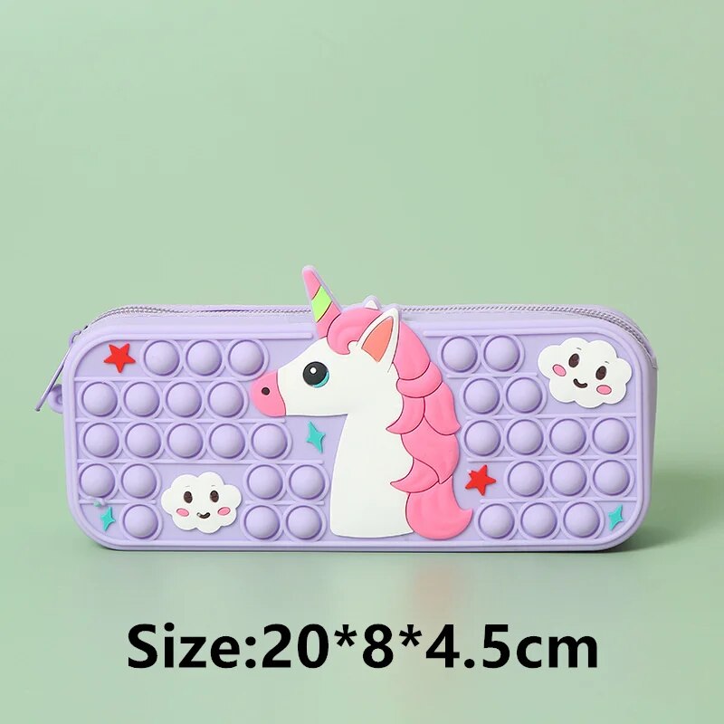 Pop Its Pencil Case Kawaii Stationery Silicone Pencil Pouch Pen Case Trousse School Supplies Pencilcase Reduce Stress Interestin ShopOnlyDeal