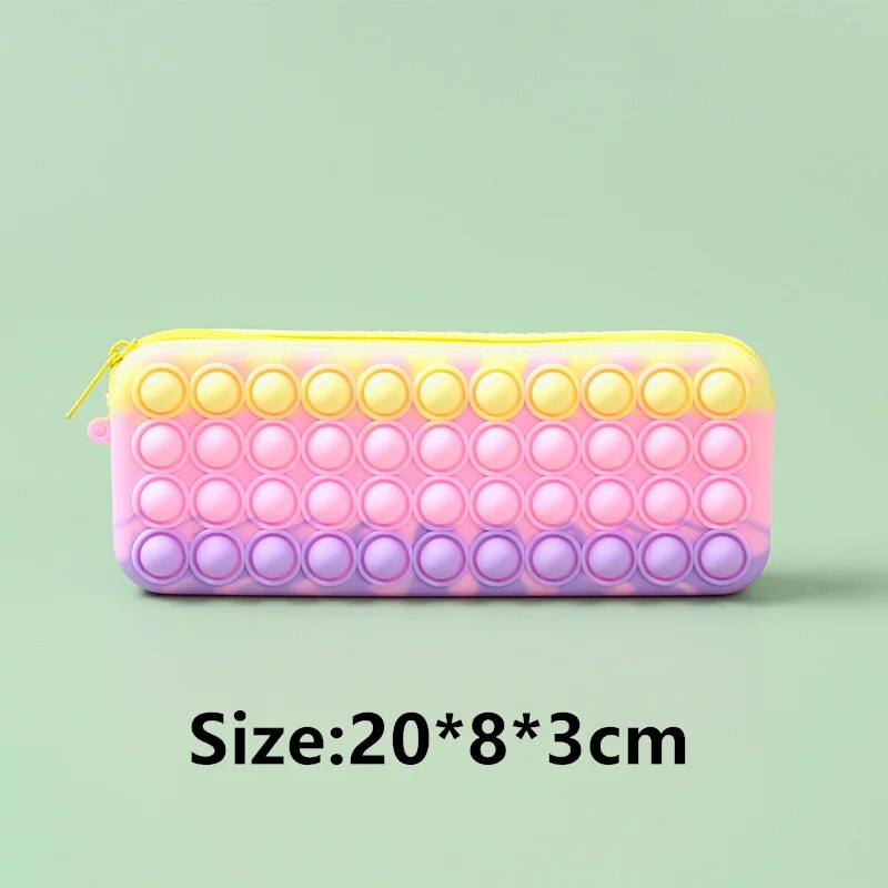 Pop Its Pencil Case Kawaii Stationery Silicone Pencil Pouch Pen Case Trousse School Supplies Pencilcase Reduce Stress Interestin ShopOnlyDeal