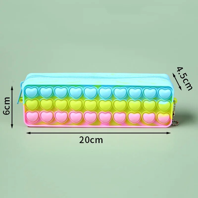 Pop Its Pencil Case Kawaii Stationery Silicone Pencil Pouch Pen Case Trousse School Supplies Pencilcase Reduce Stress Interestin ShopOnlyDeal